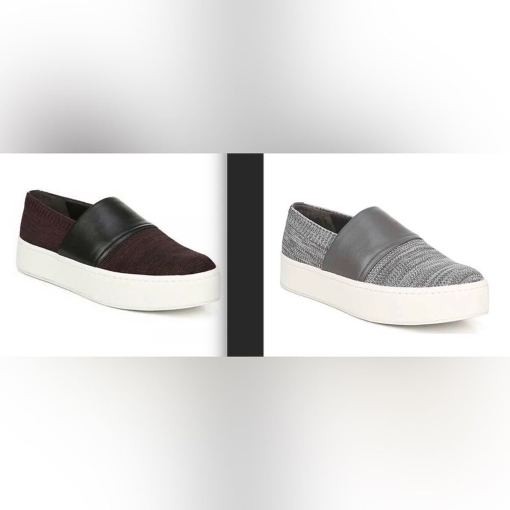 NIB $450 TWO PAIRS of Vince Ward Knit Slip-On Platform Sneakers in size 6.5!